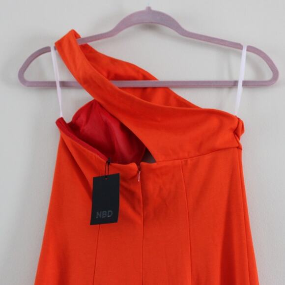 NWT NBD Revolve One Shoulder Cut Out Center Long Maxi Dress Formal Orange Small - Picture 3 of 7